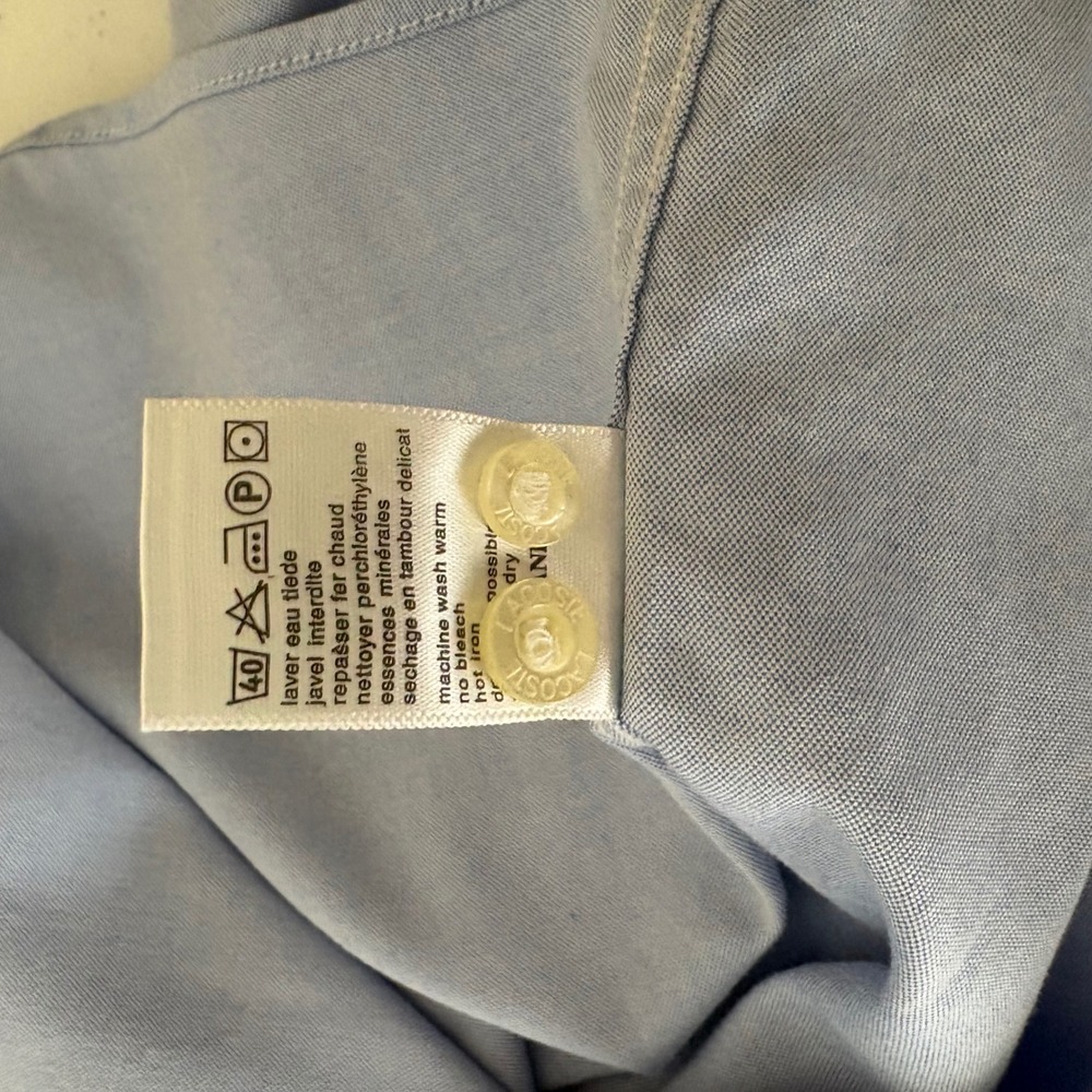 VTG Lacoste Mens Oxford Button Down Shirt Size 42 Blue Classic Fit Logo Preppy - Picture 10 of 10
